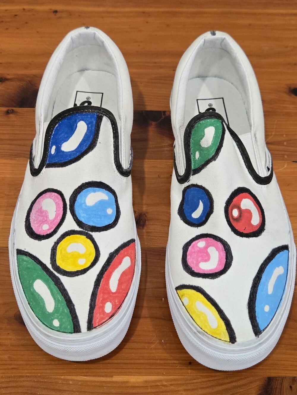 Vans Custom Hand-Painted Gemstone Slip On Shoes W9/M7.5 Pop Art Retro 90s